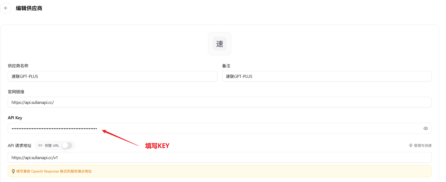 Codex 的 API Key 和请求地址填写示例